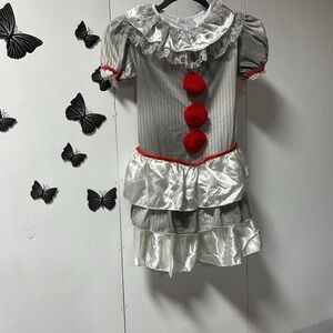 Girls' Grey & Red Clown Costume Dress - Kids Costume 908